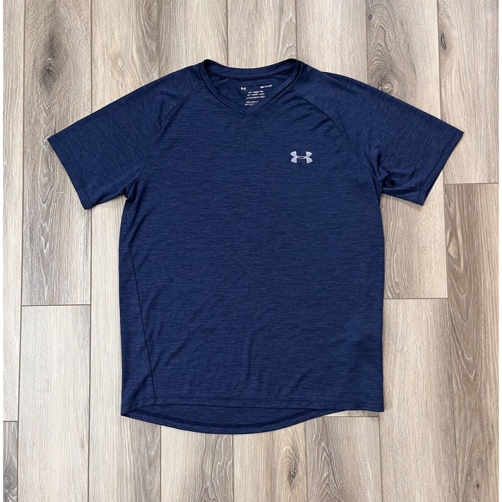 Under Armour Blue The Tech Tee V-Neck Athletic Short Sleeve Tee Mens Sz Small